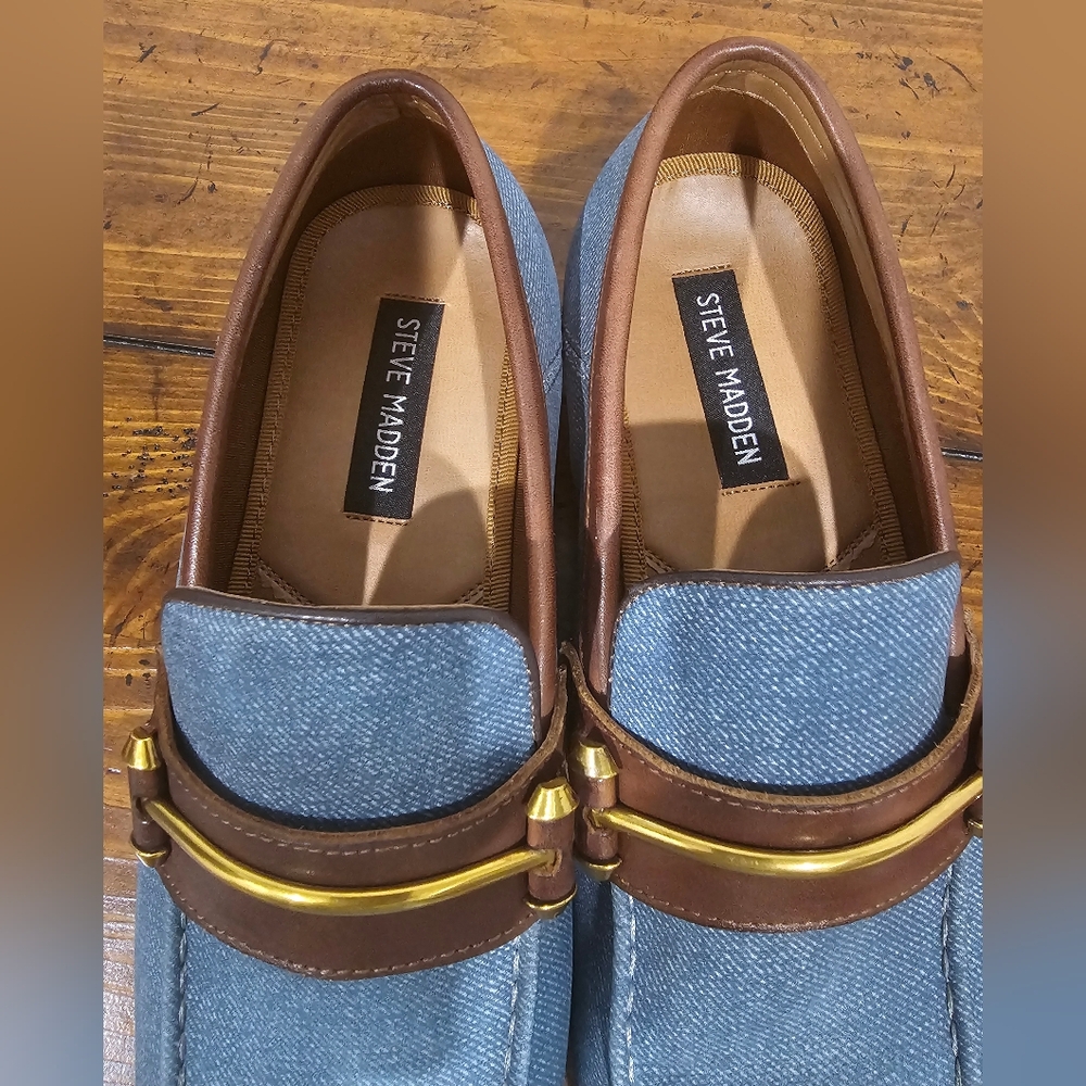 Steve Madden Denim and Chestnut Men's Loafers - Picture 4 of 6